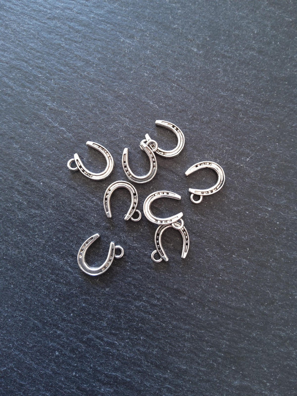 20 or 100 Lucky Horseshoe Antique Silver Tone Alloy 13x12mm