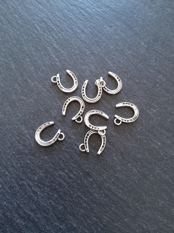 20 or 100 Lucky Horseshoe Antique Silver Tone Alloy 13x12mm