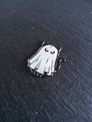 2 or 10 Black Ghost Cat Charms White & Black Resin 37x33mm