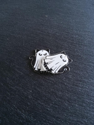 2 or 10 Black Ghost Cat Charms White & Black Resin 37x33mm