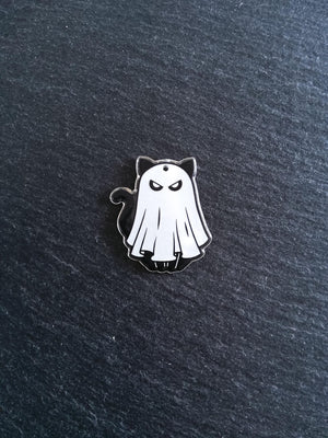 2 or 10 Black Ghost Cat Charms White & Black Resin 37x33mm