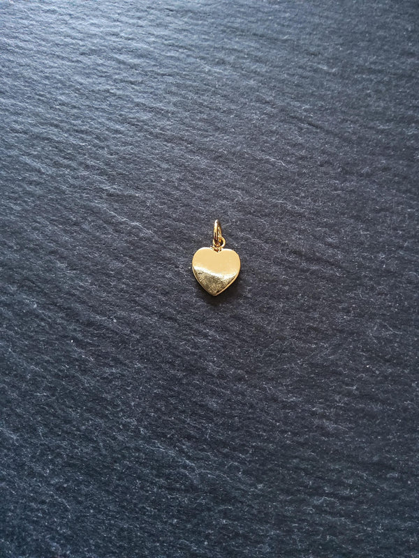 1 or 5 Heart Charms Real 18K Gold Plated Brass 12x9.5x1.5mm