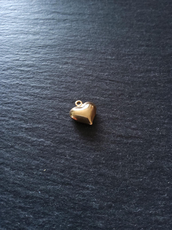 2 or 10 Heart Charms 18K Gold Plated Solid Stainless Steel 13x11.5x4.5mm