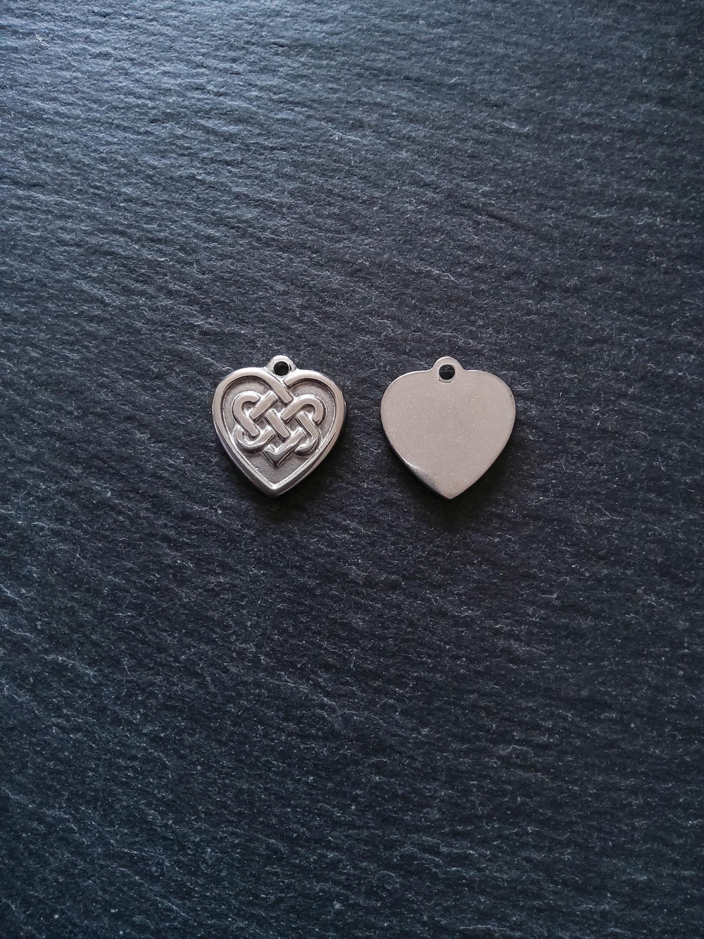 2 or 10 Celtic Knot Stainless Steel Heart Charms 19x18x2.5mm