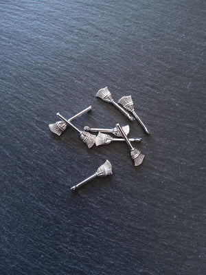 10 or 50 Witches Broom Charms Silver Tone 27x10mm