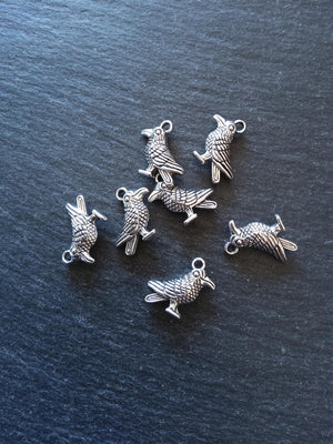 10 or 50 Raven Crow Bird Charms Silver Tone Alloy 19x13mm