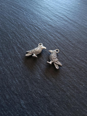 10 or 50 Raven Crow Bird Charms Silver Tone Alloy 19x13mm