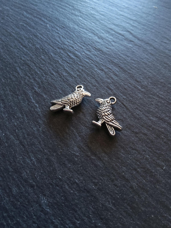 10 or 50 Raven Crow Bird Charms Silver Tone Alloy 19x13mm