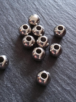 10 or 50 Stainless Steel 8mm Solid Round Spacer Beads Hole: 3mm