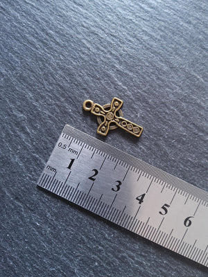 8 or 40 Celtic Cross Charms Antique Bronze Tone 26x16mm