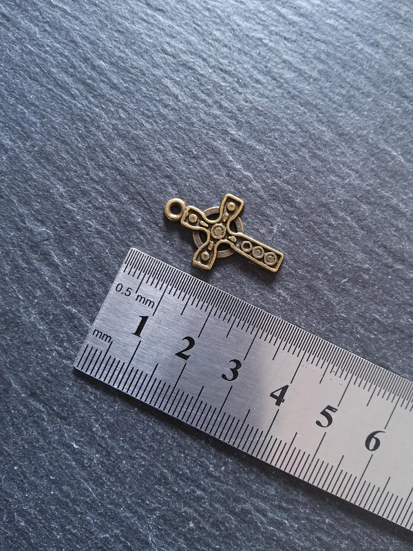 8 or 40 Celtic Cross Charms Antique Bronze Tone 26x16mm
