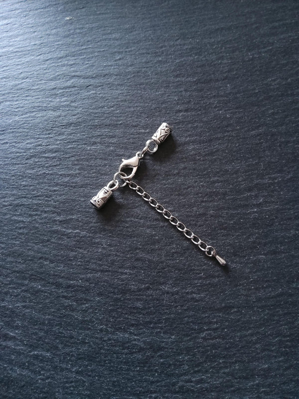 Antique Silver Patterned Alloy End Cap Sets for 3mm Cord  (3.5mm end caps)