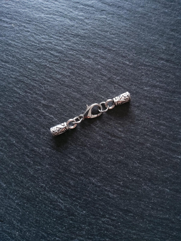 Antique Silver Patterned Alloy End Cap Sets for 3mm Cord  (3.5mm end caps)