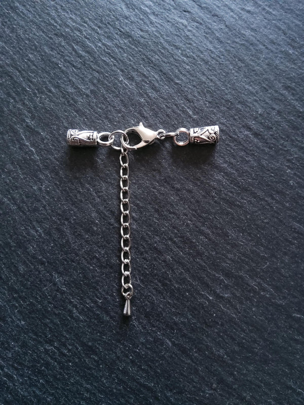 Antique Silver Patterned Alloy End Cap Sets for 3mm Cord  (3.5mm end caps)