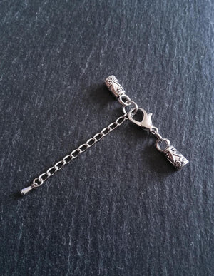 Antique Silver Patterned Alloy End Cap Sets for 3mm Cord  (3.5mm end caps)