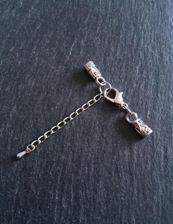 Antique Silver Patterned Alloy End Cap Sets for 3mm Cord  (3.5mm end caps)