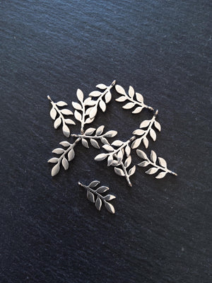10 or 50 Leaf Charms Antique Silver Tone Alloy 24x12mm