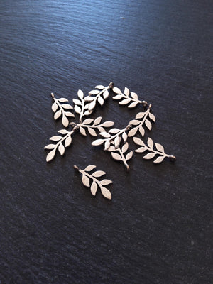 10 or 50 Leaf Charms Antique Silver Tone Alloy 24x12mm