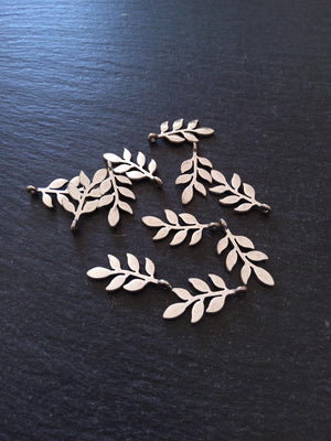 10 or 50 Leaf Charms Antique Silver Tone Alloy 24x12mm