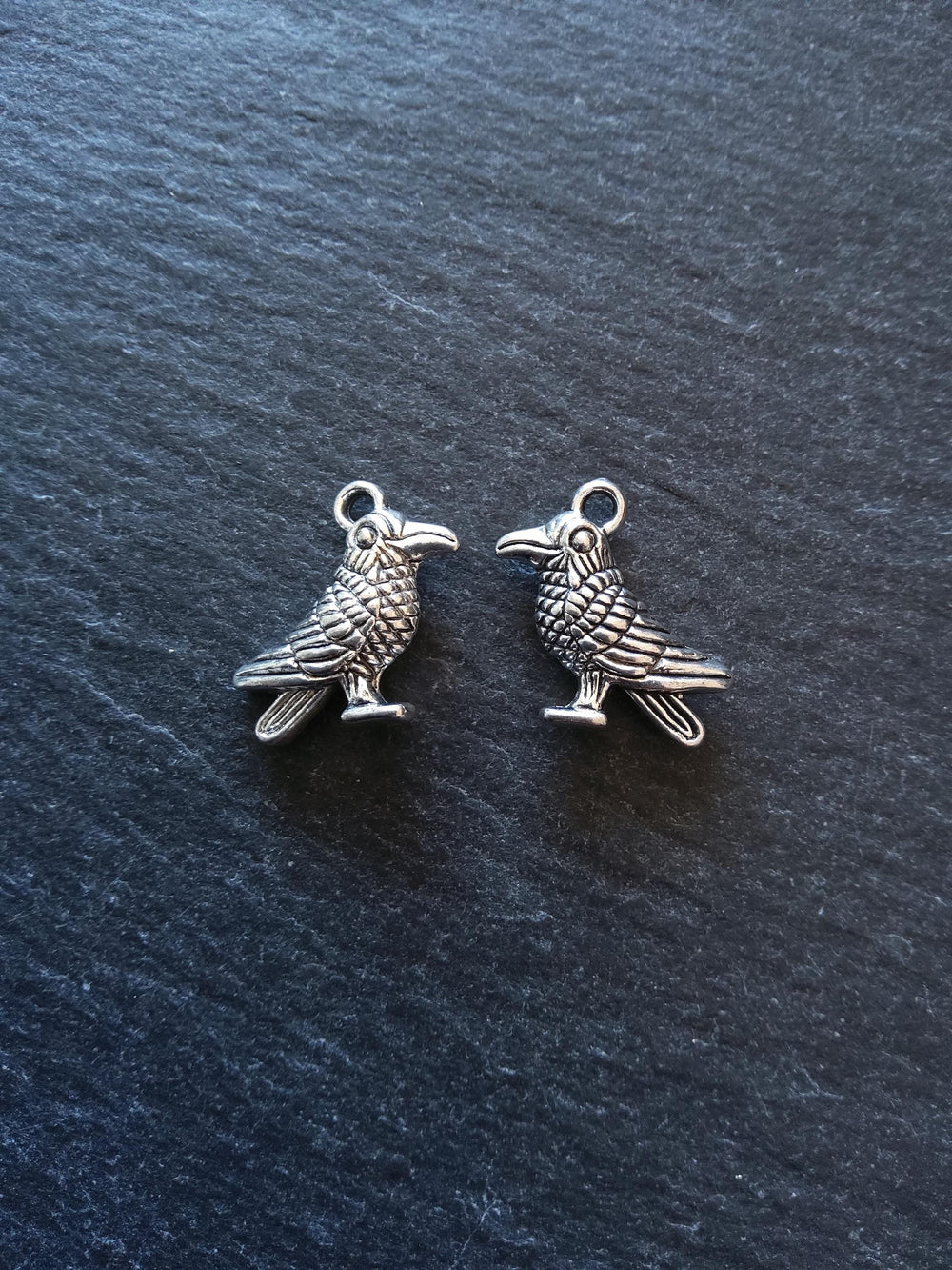 10 or 50 Raven Crow Bird Charms Silver Tone Alloy 19x13mm