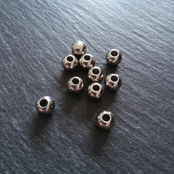 10 or 50 Stainless Steel 8mm Solid Round Spacer Beads Hole: 3mm