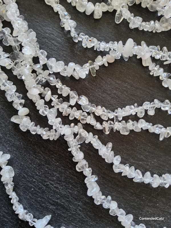 Natural Clear Quartz Crystal Irregular Chip Beads approx. 5mm to 8mm. Full 31 inch Strand