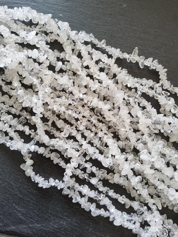 Natural Clear Quartz Crystal Irregular Chip Beads approx. 5mm to 8mm. Full 31 inch Strand