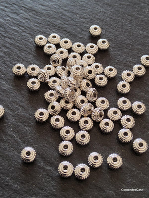 100 or 500 Wheel Spacer Beads 5mm Diameter Bright Silver Alloy 5x3mm Hole: 1mm Nickel FREE