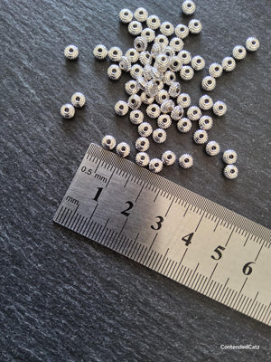 100 or 500 Wheel Spacer Beads 5mm Diameter Bright Silver Alloy 5x3mm Hole: 1mm Nickel FREE