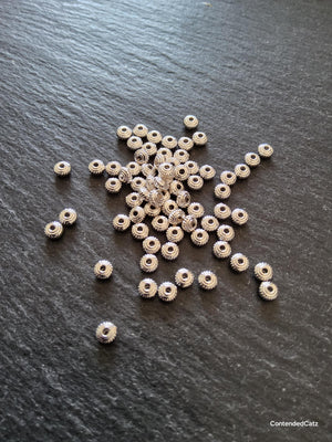 100 or 500 Wheel Spacer Beads 5mm Diameter Bright Silver Alloy 5x3mm Hole: 1mm Nickel FREE