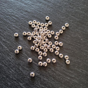 100 or 500 Wheel Spacer Beads 5mm Diameter Bright Silver Alloy 5x3mm Hole: 1mm Nickel FREE