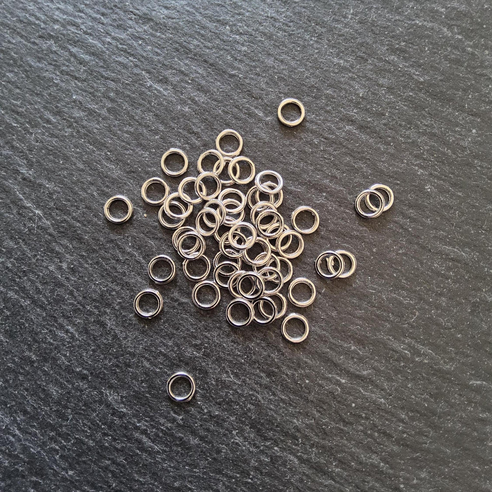 100 or 500 Strong 6mm CLOSED Jump Rings Silver Tone Alloy 1mm (18 Gauge) Hole: 3.8mm