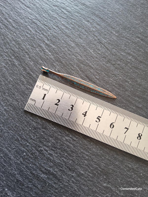 10 or 50 Long Antique Copper Alloy Leaf Charms with Blue Patina 56x6mm