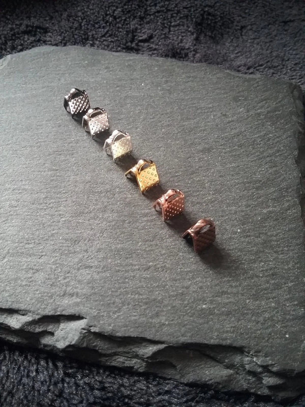 6mm (1/4") Wide Ribbon Crimp Ends 6x8mm Findings Crimps in Gold, Silver, Antique Silver, Rose Gold, Bronze or Copper