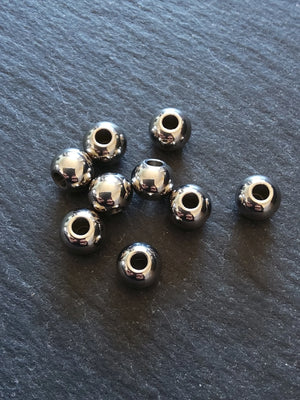 10 or 50 Stainless Steel 8mm Solid  Round Spacer Beads 8x6.5mm Hole: 3.5mm