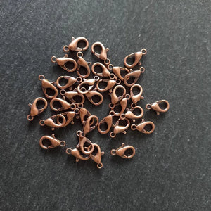 20 or 100 Antique Copper Tone 12mm Lobster Clasps Metal Alloy 12x6mm Nickel FREE