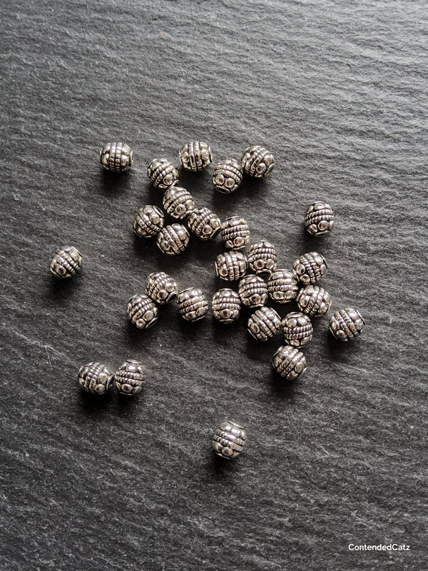 20 or 100 Antique Silver Tone 5mm Bali Style Round Spacer Beads