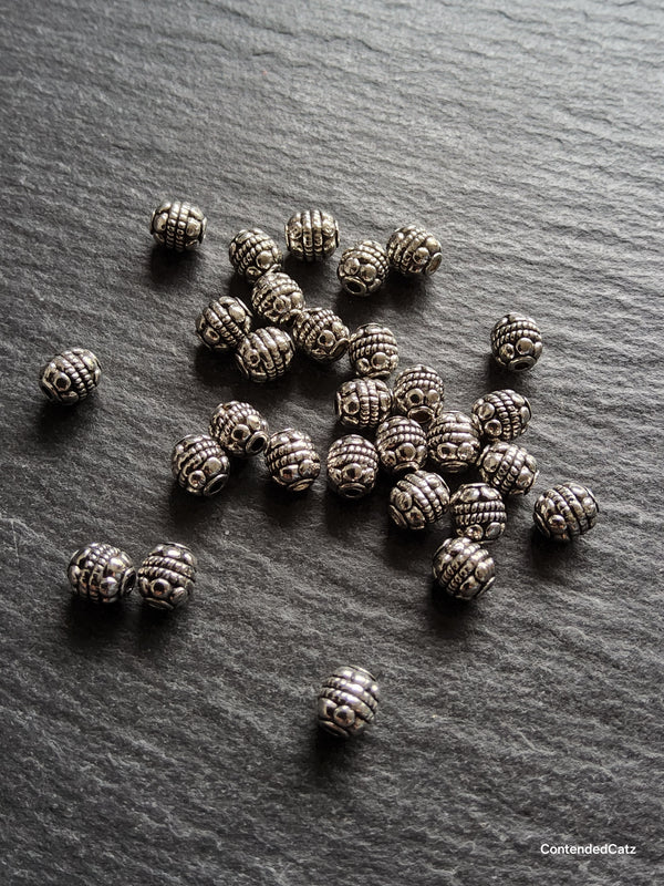 20 or 100 Antique Silver Tone 5mm Bali Style Round Spacer Beads