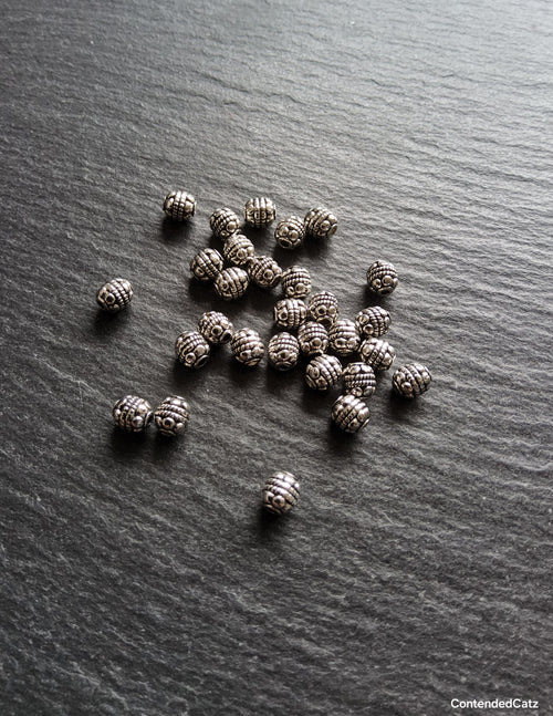 20 or 100 Bali Style 5mm Round Antique Silver Alloy Spacer Beads Hole: 1.2mm