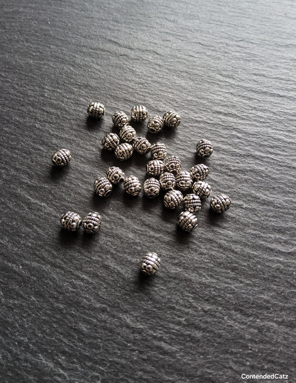 20 or 100 Antique Silver Tone 5mm Bali Style Round Spacer Beads