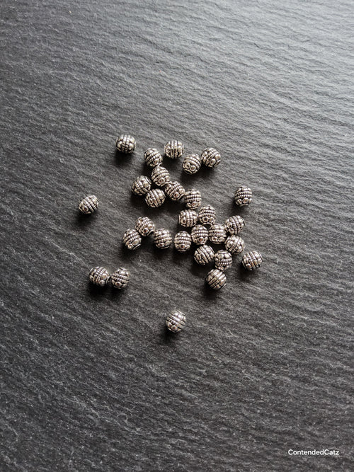 20 or 100 Antique Silver Tone 5mm Bali Style Round Spacer Beads