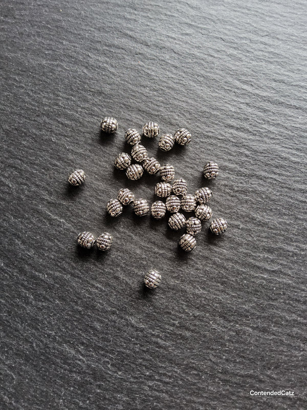 20 or 100 Bali Style 5mm Round Antique Silver Alloy Spacer Beads Hole: 1.2mm