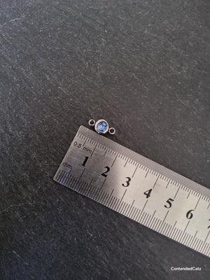 2 or 10 Round Stainless Steel Connector Charms with Cornflower Blue Rhinestone 12x6.5x4mm