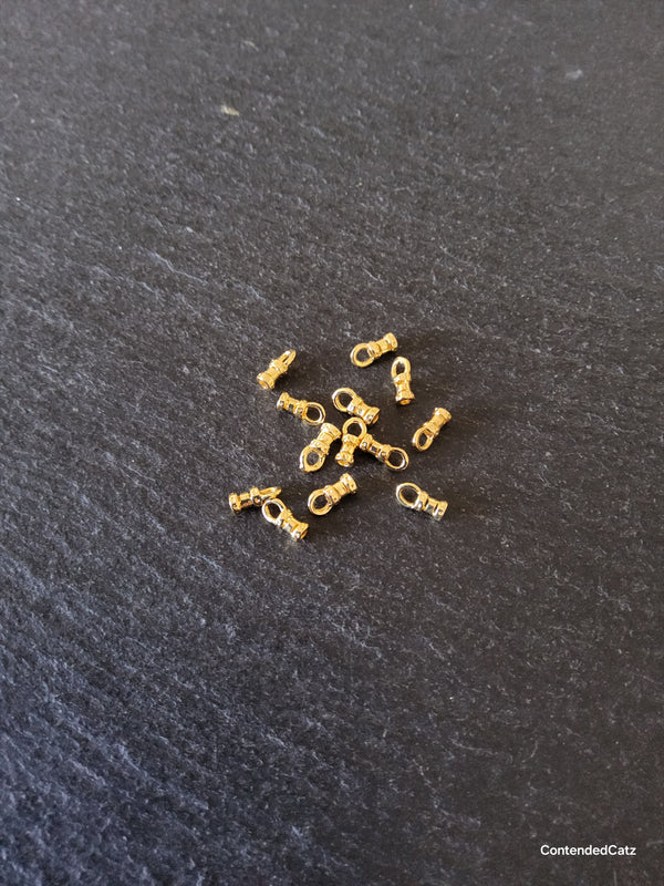 10 or 50 Real 14K Gold Plated 1.6mm Brass Cord Crimp End Caps Size: 7x4x2.5mm