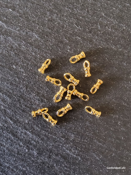 10 or 50 Real 14K Gold Plated 1.6mm Brass Cord Crimp End Caps Size: 7x4x2.5mm