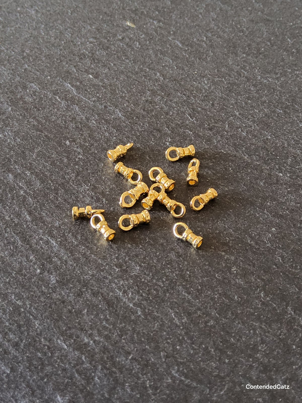 10 or 50 Real 14K Gold Plated 1.6mm Brass Cord Crimp End Caps Size: 7x4x2.5mm