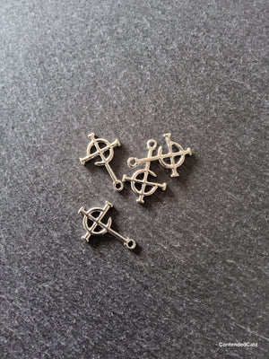 4 or 20 Inverted Cross Charms Antique Silver Tone 27x18mm