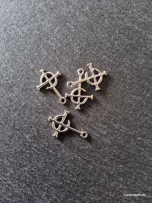4 or 20 Inverted Cross Charms Antique Silver Tone 27x18mm