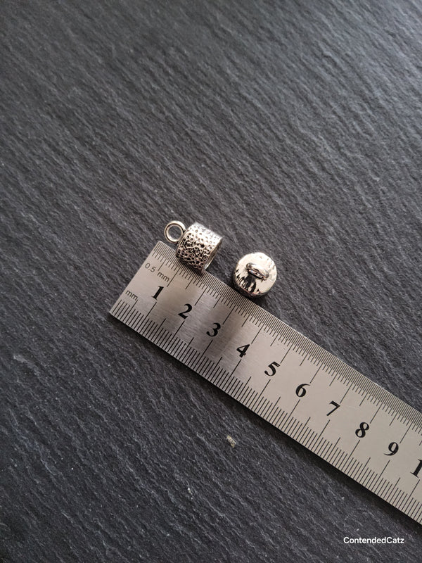 10 or 50 Patterned Antique Silver Tone Alloy End Caps for 9.5mm Cord (10mm end caps)