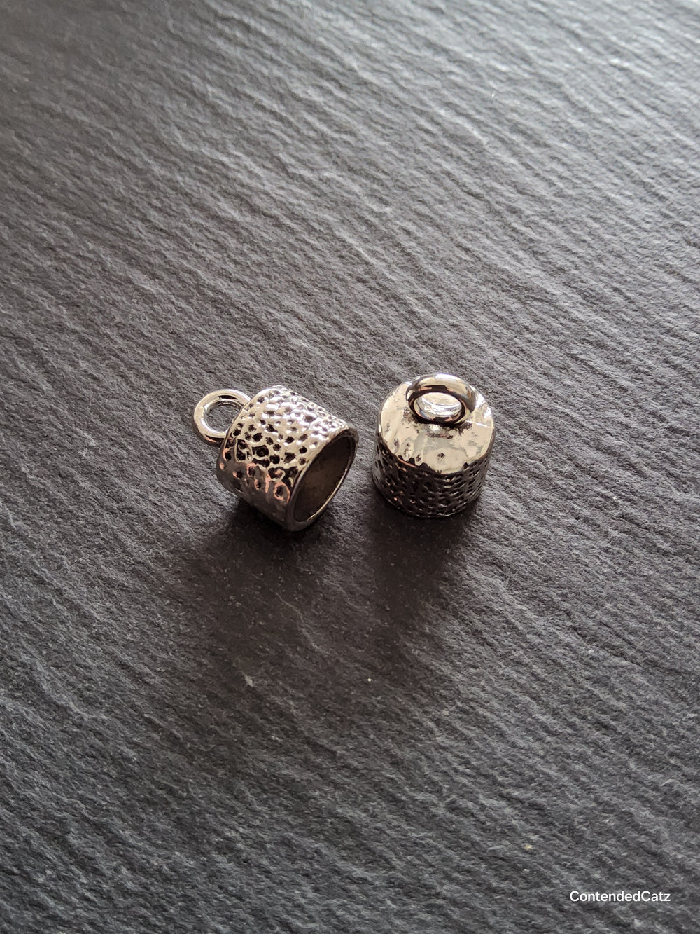 10 or 50 Patterned Antique Silver Tone Alloy End Caps for 9.5mm Cord (10mm end caps)
